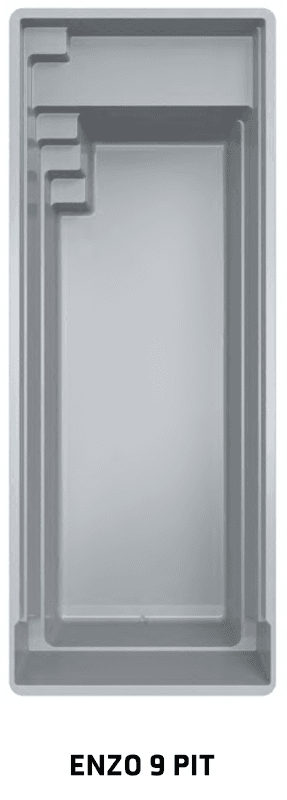 Enzo 9 glassfiberbasseng med benk/beach-sone