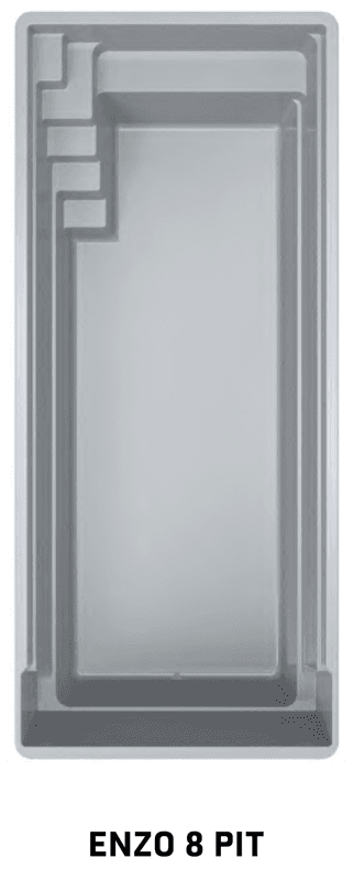 Enzo 9 glassfiberbasseng med benk/beach-sone