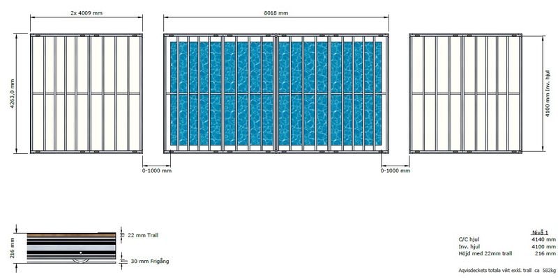Aqvisdeck Skyvbart terassedekke 3,75x7,5 meter